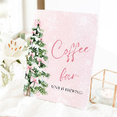 Pink Bows Weihnachtsbaum Snowflake Kaffee Bar Sign Sockelschild