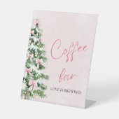 Pink Bows Weihnachtsbaum Snowflake Kaffee Bar Sign Sockelschild (Vorderseite)