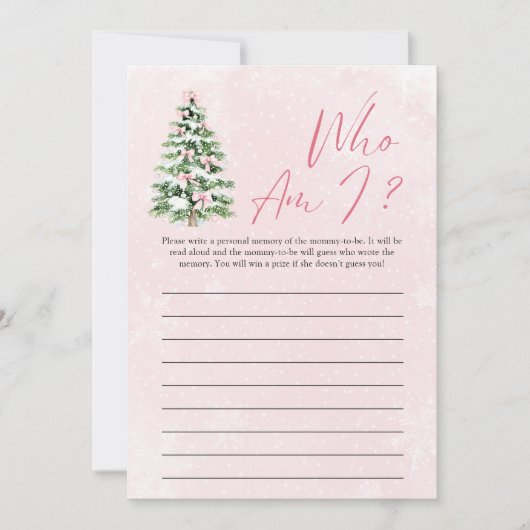 Pink Bows Weihnachtsbaum Who I Baby Shower Game Einladung (Vorderseite)