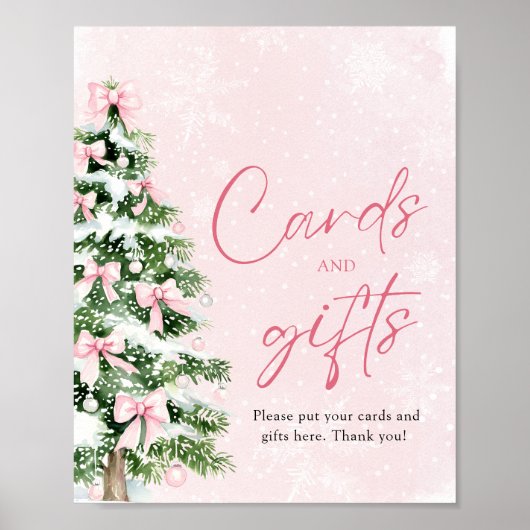 Pink Bows Weihnachtsbaumkarten und Geschenke Unter Poster (Vorne)