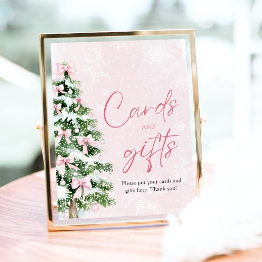 Pink Bows Weihnachtsbaumkarten und Geschenke Unter Poster