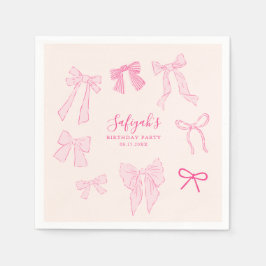 Pink Bows Whimsical Birthday Party Serviette