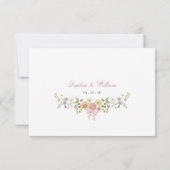 Pink Bows Wildflowers RSVP Karte (Rückseite)