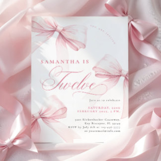 Pink Bows Zwölf Geburtstag Einladung
