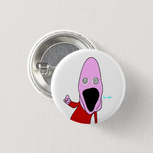 Pink brainwashed puppet pointing button (Vorne & Hinten)