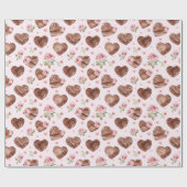 Pink-braune Rose Blumenhörnchen Hochzeit Geschenkpapier (Flach)