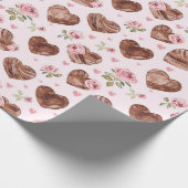 Pink-braune Rose Blumenhörnchen Hochzeit Geschenkpapier (Ecke)