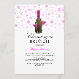 Pink Brautparty Champagne Brunch Einladung