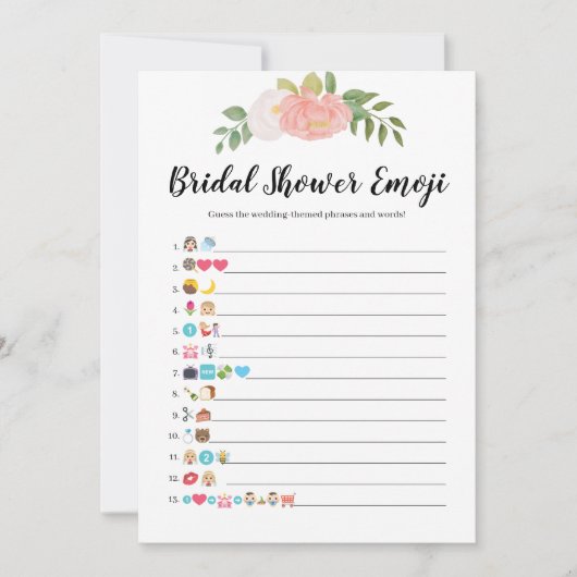 Pink Brautparty Emoji Pictionary Game Card Einladung (Vorderseite)