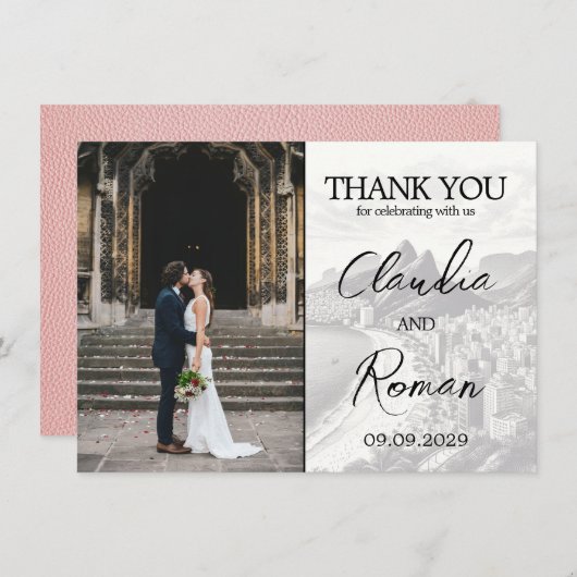 Pink Brazil Passport Dankeskarte (Vorne/Hinten)