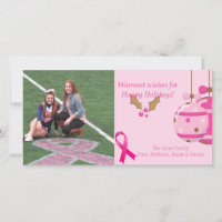 Pink Breast Cancer Awareness Foto Weihnachtskarte