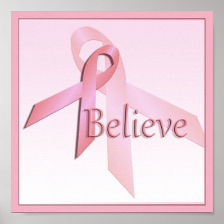 Pink Breast Cancer Awareness Glaube Poster
