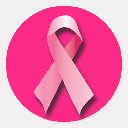 PINK BREAST CANCER RIBBBON RUNDER AUFKLEBER (Vorderseite)