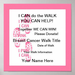 Pink Breast Cancer Walker Pink I Can Poster