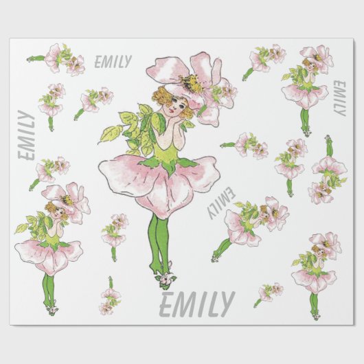 Pink Briar Rose Blume Floral Funny Niedlich Girl Geschenkpapier (Flach)