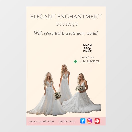 Pink Bridal Bliss Celebrate Love Happiness Wedding Fensteraufkleber (Blatt)