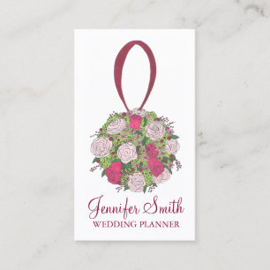 Pink Bridal Blume Bouquet Florist Hochzeitsplaner Visitenkarte
