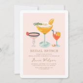 Pink Bridal Brunch Coctails Rosa Brautparty Einladung (Vorderseite)