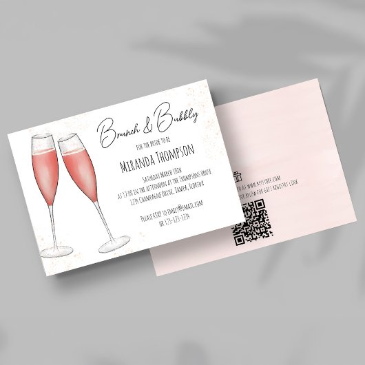 Pink Bridal Brunch Dusche QR Code Geschenk Registr Einladung