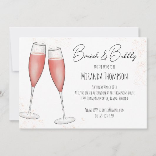 Pink Bridal Brunch Dusche QR Code Social Media Einladung (Vorderseite)