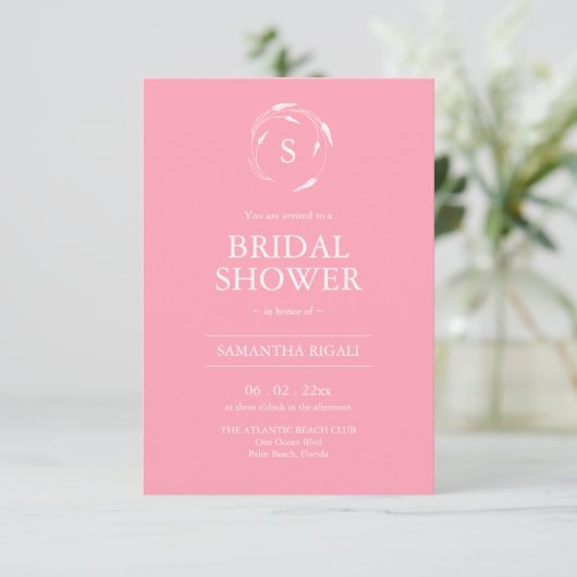 Pink Bridal Shower Invitation with QR Code Einladung (Stehend Vorderseite)