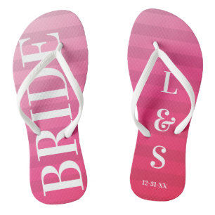 Pink Bride Monogram Streifen Pair Flip Flops Badesandalen