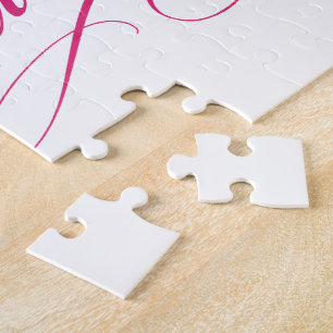 Pink BRIDE to be elegant cursive personalized gift Puzzle