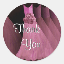 PINK Bridesmaid Dress - Hochzeit Vielen Dank Runder Aufkleber