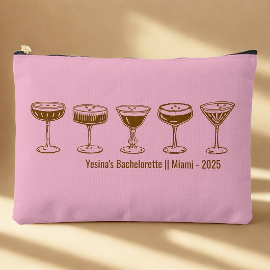 Pink Bridesmaid Espresso Martini Bachelorette Zubehörtasche