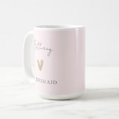 Pink Bridesmaid Herz Modern Script Kaffeetasse (Vorderseite Links)
