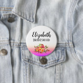 Pink Bridesmaid | Modernes, florales Personalisier Button (Beispiel)