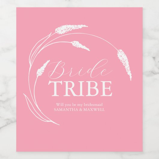 Pink Bridesmaid-Vorschlag Weinetikett (Einzelnes Label)