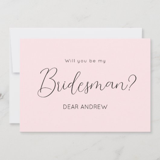 Pink Bridesman Vorschlag Script Einladung (Vorderseite)
