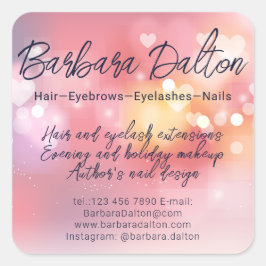 Pink Bright Bokeh Quadratischer Aufkleber