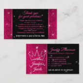 Pink Bright Luxury Juwelen Danke Crown Visitenkarte (Vorne/Hinten)