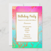 PINK BRIGHT MARBLE GOLD JEDEN ANLASS GEBURTSTAG EINLADUNG (Vorderseite)