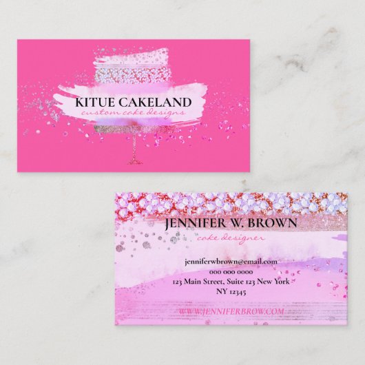 Pink Bright Neon Girly Zuhause Bäckerei Cake Visitenkarte (Vorne/Hinten)