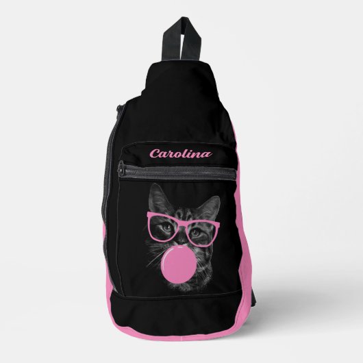 Pink-Brille und Kaugummi Crossbody Bag (Vorderseite)