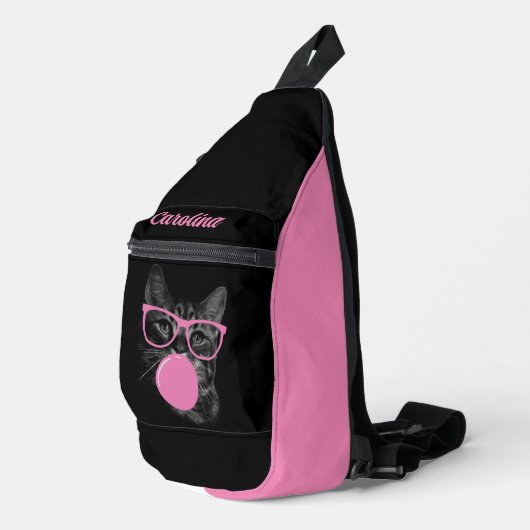 Pink-Brille und Kaugummi Crossbody Bag (Rechte Ecke)