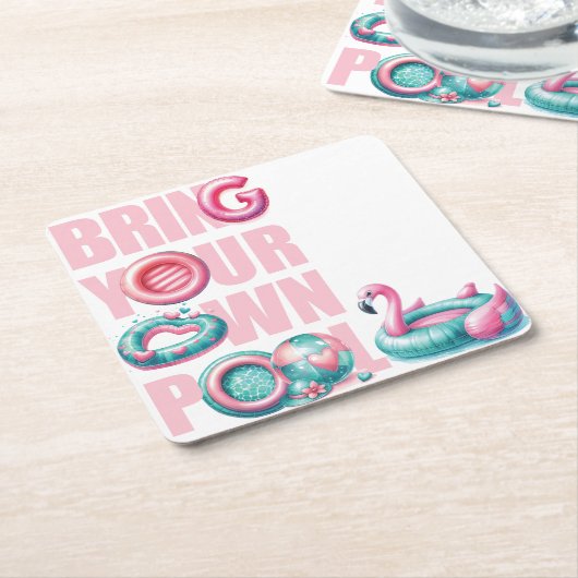 Pink bringen Sie Ihr eigenes Pool-Party Rechteckiger Pappuntersetzer (angewinkelt)