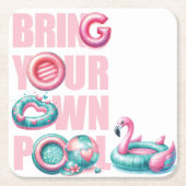 Pink bringen Sie Ihr eigenes Pool-Party Rechteckiger Pappuntersetzer (Vorderseite)