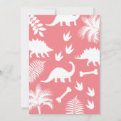 Pink Brontosaurus Dinosaur Babydusche Einladung (Rückseite)