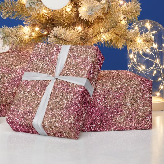 Pink Bronze Ombre Sparkle Glitzer Geschenkpapier (Feiertage)