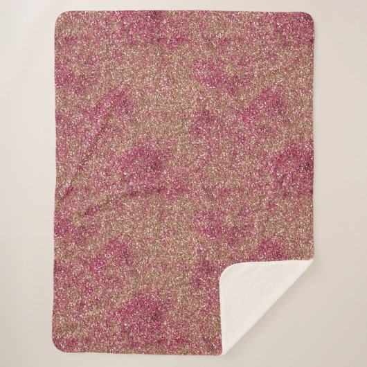 Pink Bronze Ombre Sparkle Glitzer Sherpadecke (Vorderseite)