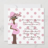 Pink Brown African American Baby Girl Dusche Einladung (Rückseite)