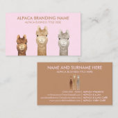 Pink Brown Alpaca Animal Visitenkarte (Vorne/Hinten)
