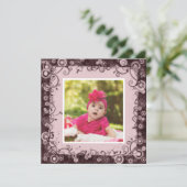 Pink & Brown Baby Einladung zum ersten Geburtstag (Stehend Vorderseite)