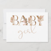 Pink Brown Baby Girl Display Duschkarte Einladung (Rückseite)