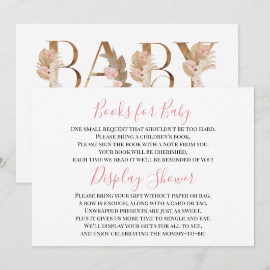 Pink Brown Baby Girl Display Duschkarte Einladung (Vorne/Hinten)