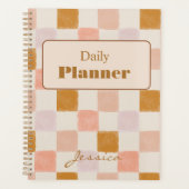 Pink Brown Beige Geometric Daily Planner Cover  Planer (Vorderseite)
